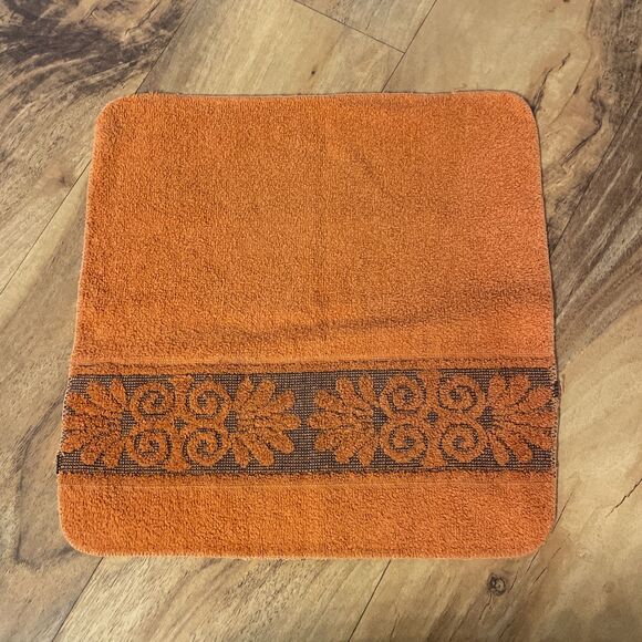 Vtg Cannon Monticello Santa Cruz Towel Cloth Set Burnt Orange Sculpted Fringe 4 - Picture 4 of 11